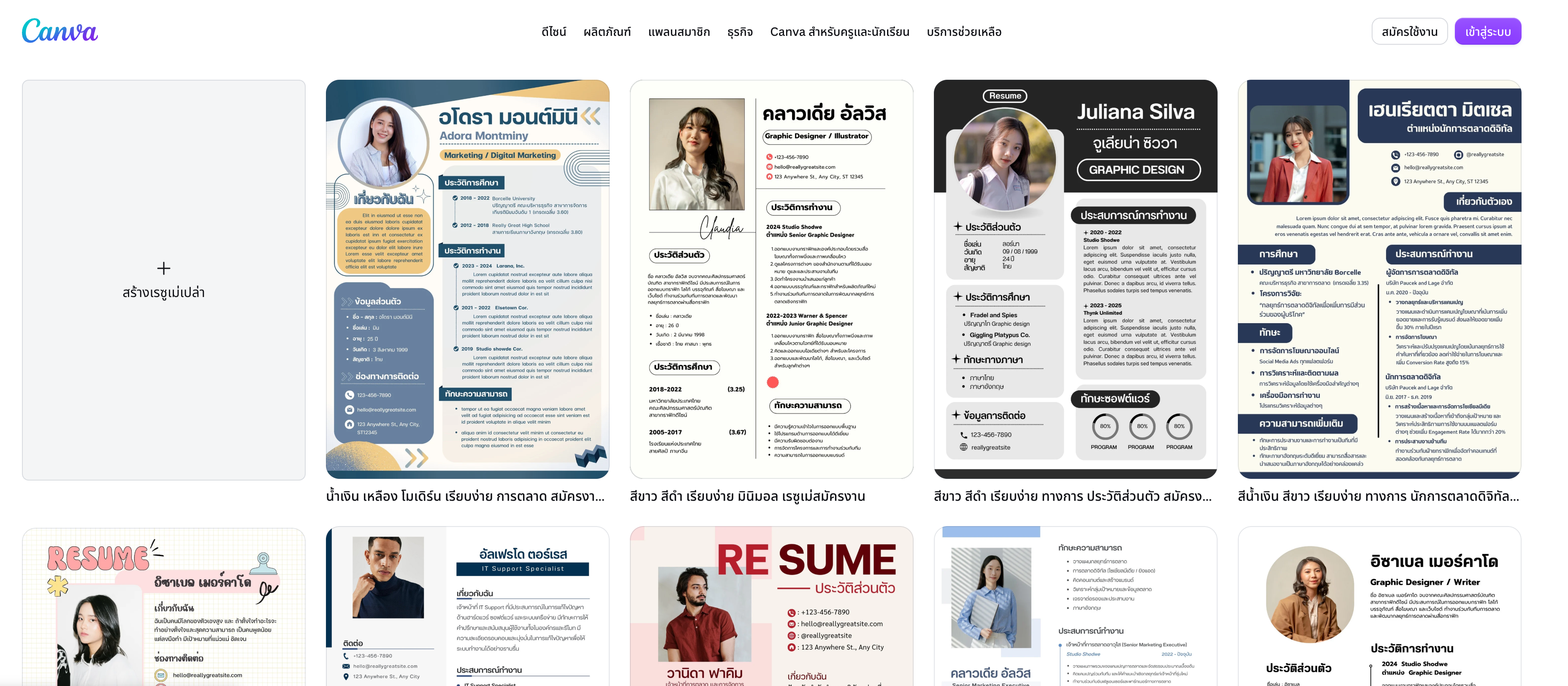 Template Resume บน Canva ช่วยประหยัดเวลา แล้วยังสวยพร้อมใช้งาน
