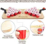 Wooden Mini Beer Pong Game Set (20 Small Cups & 2 Catapult Ball Launchers) — view 4