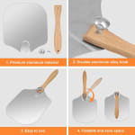 Wooden Flat Foldable + Curved Handle SS Pizza Lifter 36x31cm — view 5
