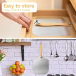 Wooden Flat Foldable + Curved Handle SS Pizza Lifter 36x31cm — view 6
