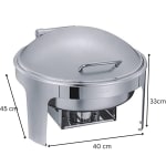 Chafing Dish Round 6L Silver with Gel Based Heating + Matt Top Finish + Hydraulic Soft Close (1 GN Pan of 65mm) — view 2