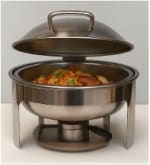 Chafing Dish Round 6L Silver with Gel Based Heating + Matt Top Finish + Hydraulic Soft Close (1 GN Pan of 65mm) — view 3
