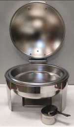 Chafing Dish Round 6L Silver with Gel Based Heating + Matt Top Finish + Hydraulic Soft Close (1 GN Pan of 65mm) — view 8
