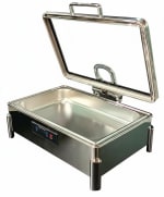 Premium Digital Chafing Dish Rectangle 9L Silver with Inbuilt Heater + Transparent Lid + Hydraulic Soft Close (1 GN Pans of 1/1 65mm) — view 4