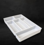 Plastic Rectangle Cutlery Holder Rack 6 Compartments - Grey — view 6
