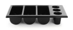 Plastic Round & Rectangle Cutlery Holder Rack 3 + 3 Compartments - Black — view 3