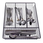 Thick Metal Wire Rectangle Cutlery Holder 4 Compartments - Black — view 3
