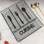 Thick Metal Wire Rectangle Cutlery Holder 4 Compartments - Black — view 5