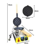 Electric Round Rotating Bubble Waffler Maker with Long Wooden Handle — view 2