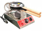 Electric Round Rotating Waffler Maker with Long Wooden Handle — view 5