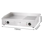 Electric Griddle Tawa Plate Big - Half Plain & Half Grooved (Heating Area: 71x41cm) — view 2