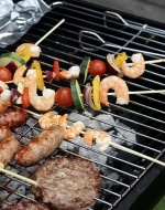 MS Red Top Rectangle Barbeque Grill with Stand & Wheels — view 3