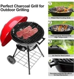 MS Red Top Round Barbeque Grill with Stand & Wheels (Grill Area: 43cm Diameter - Big) — view 4