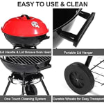 MS Red Top Round Barbeque Grill with Stand & Wheels (Grill Area: 43cm Diameter - Big) — view 7