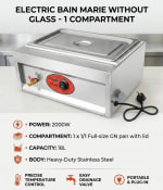 Electric Bain Marie without Glass - 1 Compartment (1 GN Pan of 1/1 150mm ~ 18L/Pan) — view 3