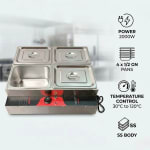 Electric Bain Marie without Glass - 4 Compartments (4 GN Pans of 1/2 150mm ~ 8.5L/Pan) — view 2