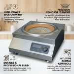 Veratti Electric Infrared Induction - T3OT | 5000W | Square | Ceramic Top | Wok Base | Touchscreen + Knob Model — view 4