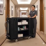 MS Black Housekeeping Trolley - Full Size with Two Sided Plain Bags — view 3
