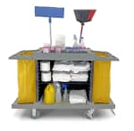 ABS Fibre Housekeeping Trolley - Full Size with Two Sided Yellow Bags — view 3