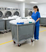 SS Quadrilateral Laundry Trolley with Linen Bag — view 3