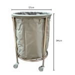SS Round Laundry Trolley with Linen Bag — view 2