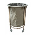 SS Round Laundry Trolley with Linen Bag — view 5