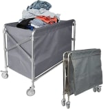 SS Collapsible & Foldable Rectangle Laundry Trolley with Linen Bag — view 3