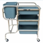 SS 3 Layer Service Trolley with 3 Trays & 2 Bins — view 5