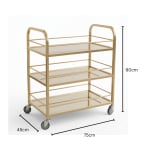 Golden Premium Rectangle 3 Layer Service Trolley — view 2