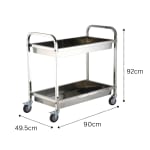 SS Rectangle 2 Layer Service Trolley with Extra Depth Trays — view 2