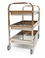 SS Rectangle 3 Layer Service Trolley with Extra Depth Trays — view 9