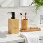 Wooden Bamboo Liquid Soap/Sanitizer Dispenser with Black Cap - 250ml — view 3