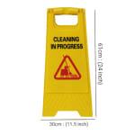 Virgin Plastic Yellow Sign Board with Double Sided Text - "Cleaning in Progress" — view 2