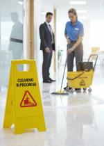 Virgin Plastic Yellow Sign Board with Double Sided Text - "Cleaning in Progress" — view 3