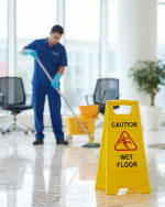 Virgin Plastic Yellow Sign Board with Double Sided Text - "Caution Wet Floor" — view 3