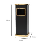 Black & Golden SS Ash + Trash Bin with Inner Storage Bucket — view 2