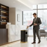 Black & Golden SS Ash + Trash Bin with Inner Storage Bucket — view 4