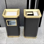 Black & Golden SS Ash + Trash Bin with Inner Storage Bucket — view 5