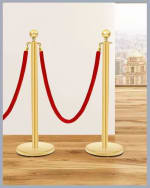 Spare for Queue Manager - Red Velvet Rope with Golden Chrome Plated Hooks (Length: ~5 Feet) — view 3