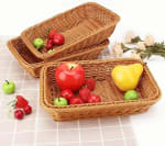 Heavy Rectangle Shaped Polyrattan Basket with Metal Wire 32x24x8cm - Walnut Brown — view 3