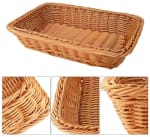 Heavy Rectangle Shaped Polyrattan Basket with Metal Wire 32x24x8cm - Walnut Brown — view 4
