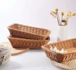 Heavy Rectangle Shaped Polyrattan Basket with Metal Wire 32x24x8cm - Walnut Brown — view 6
