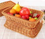 Heavy Rectangle Shaped Polyrattan Basket with Metal Wire 32x24x8cm - Walnut Brown — view 7