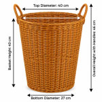 Heavy Cylindrical Shaped Poyrattan Laundry Basket with Handles - 40x27x46cm — view 2