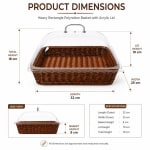Heavy Rectangle Shaped Polyrattan Basket with Acrylic Lid & Metal Wire 32x25x8cm - Walnut Brown — view 2