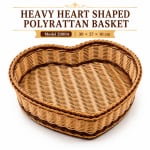 Heavy Heart Shaped Polyrattan Basket with Metal Wire - 30x27x10cm — view 10