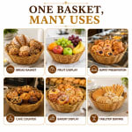 Heavy Round Shaped Polyrattan Basket with Flower Shaped Edges & Metal Wire - 16x7cm — view 4