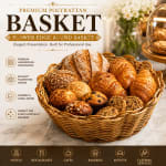 Heavy Round Shaped Polyrattan Basket with Flower Shaped Edges & Metal Wire - 20x7cm — view 3