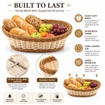 Heavy Boat Shaped Polyrattan Basket with Metal Wire - Big — view 3