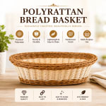 Heavy Boat Shaped Polyrattan Basket with Metal Wire - Small — view 1